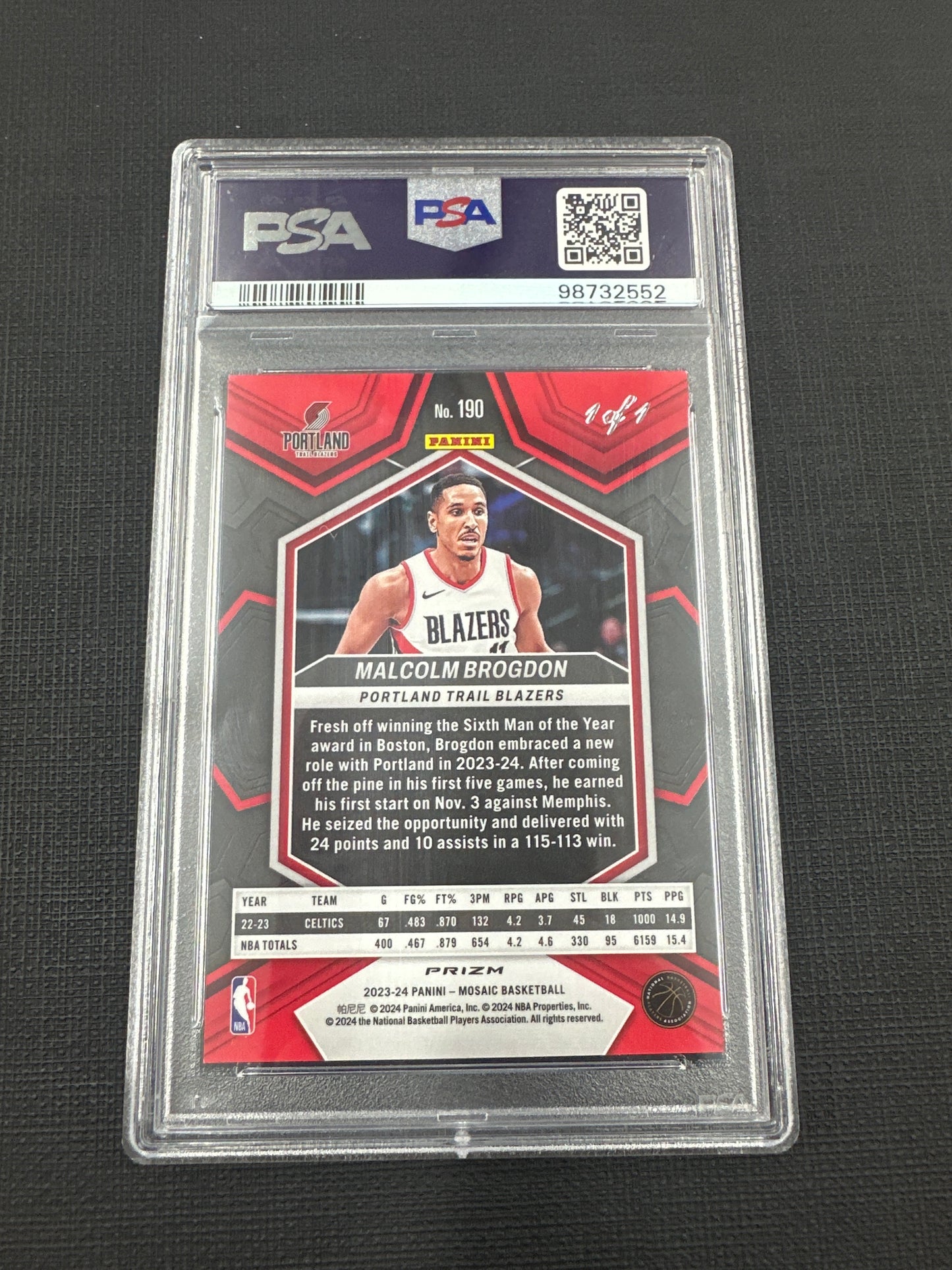 2023 Mosaic Malcolm Brogdon - Nebula Choice 1/1 PSA 9 #190