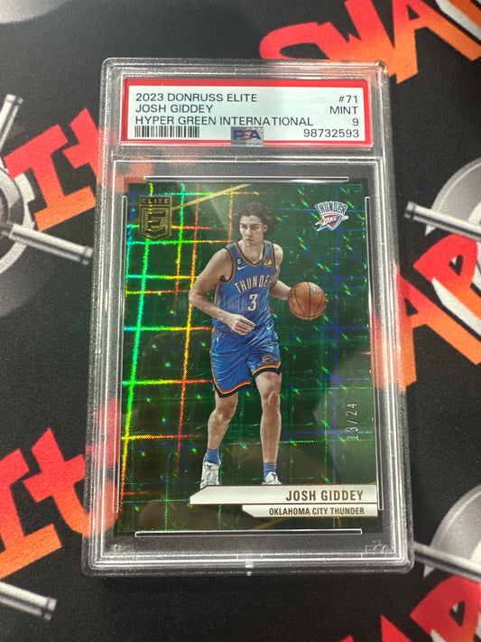 2023/24 Donruss Elite Josh Giddey - Hyper Green International /24 PSA 9 #71