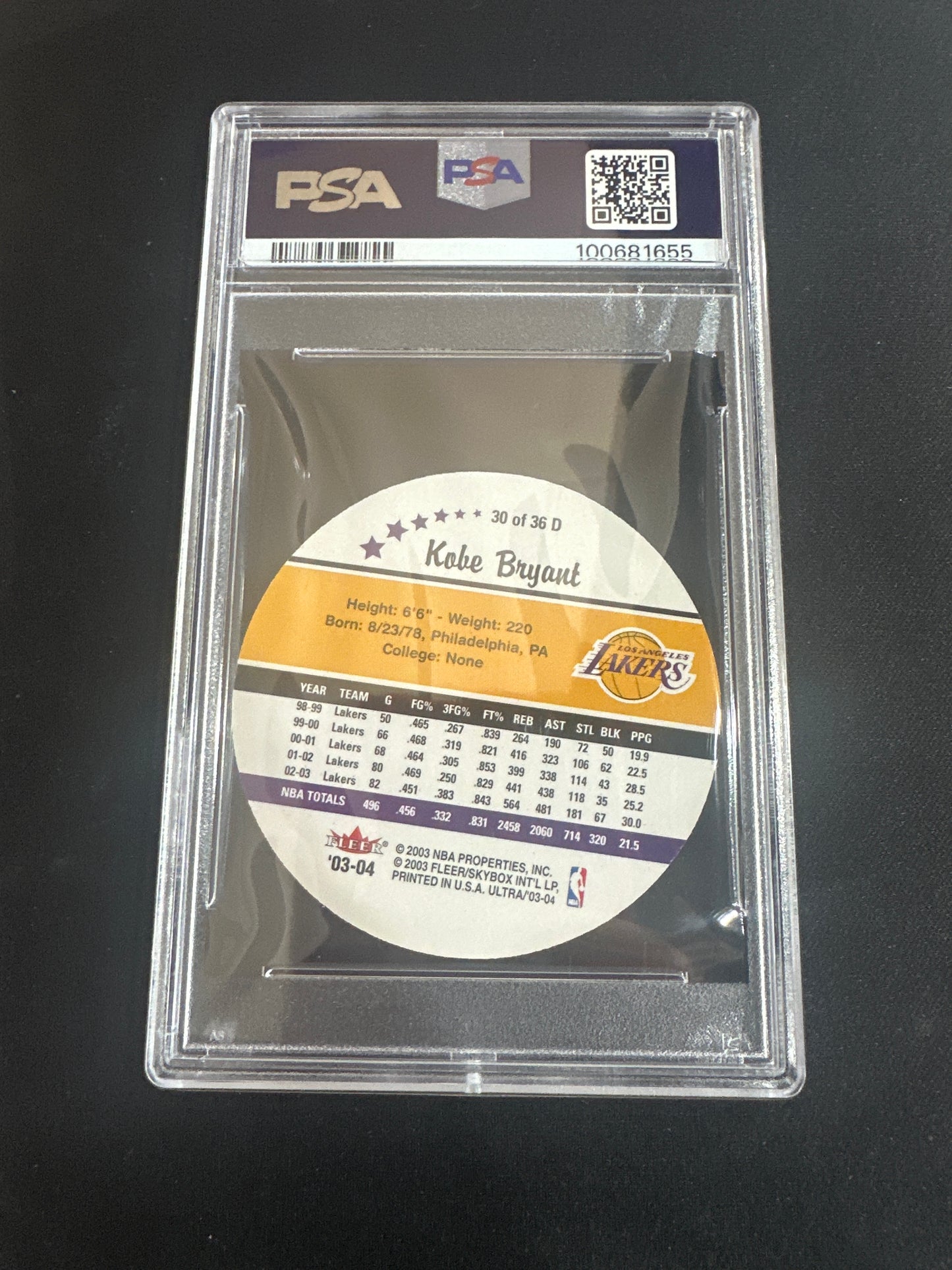 2003 Ultra Kobe Bryant - Roundball Discs PSA 10 #30