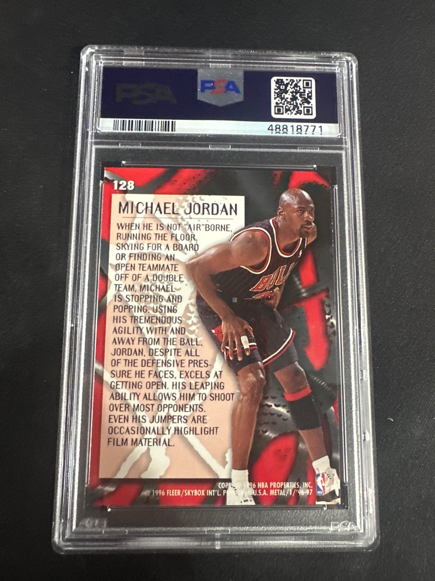 1996 Fleer Metal Michael Jordan - Metallized PSA 7 #128