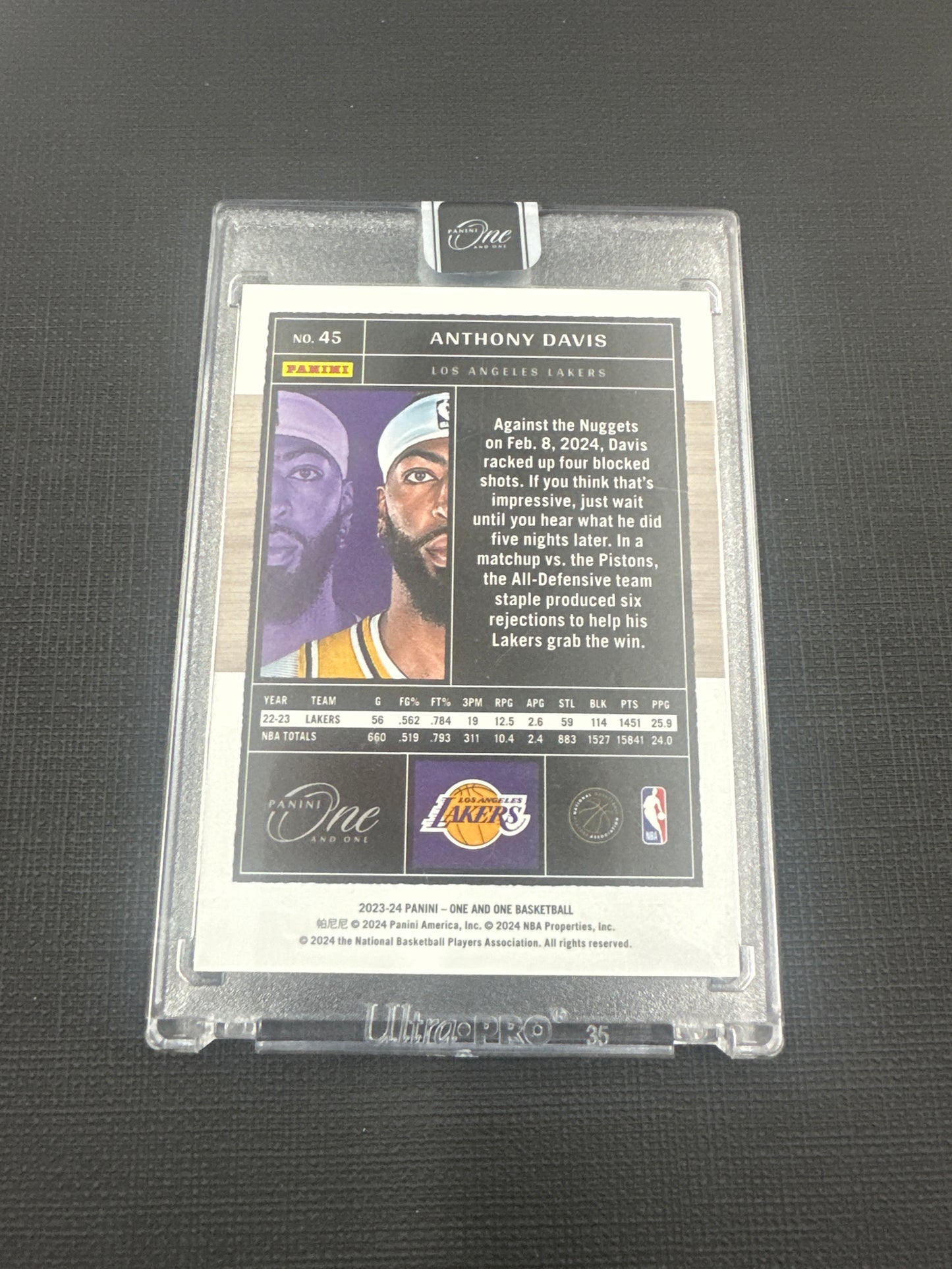 2023-24 Panini One and One Anthony Davis Purple /25 #45