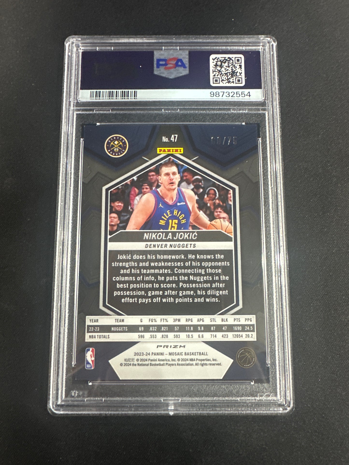 2023 Mosaic Nikola Jokic - Fusion Red & Yellow Choice /75 PSA 9 #47