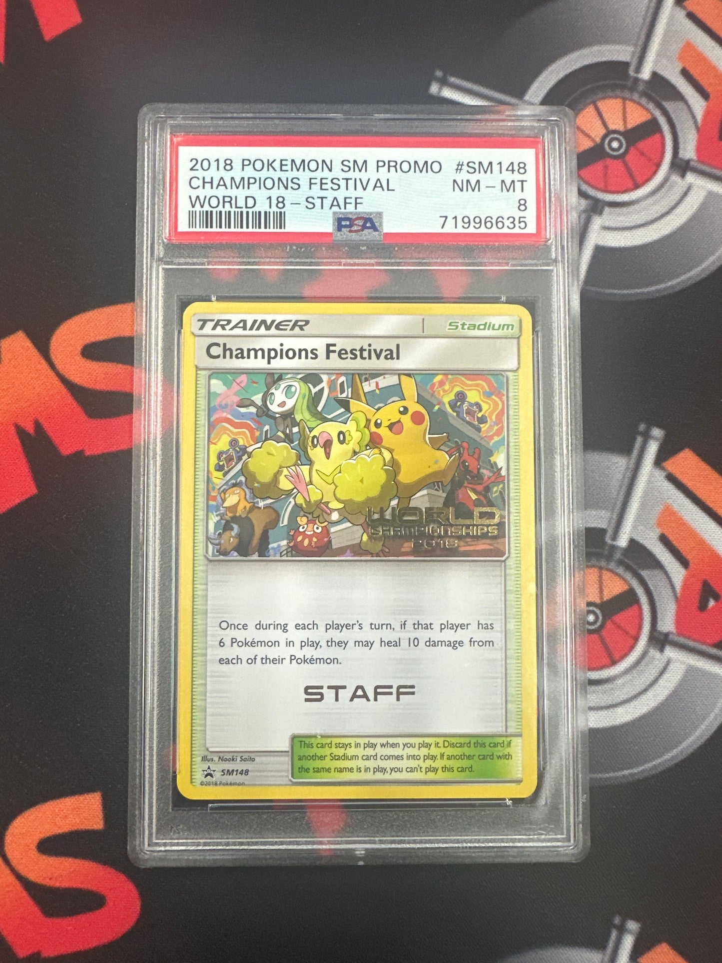 2018 Pokémon SM Black Star Promo World 18 - Staff Champions Festival PSA 8 #SM148