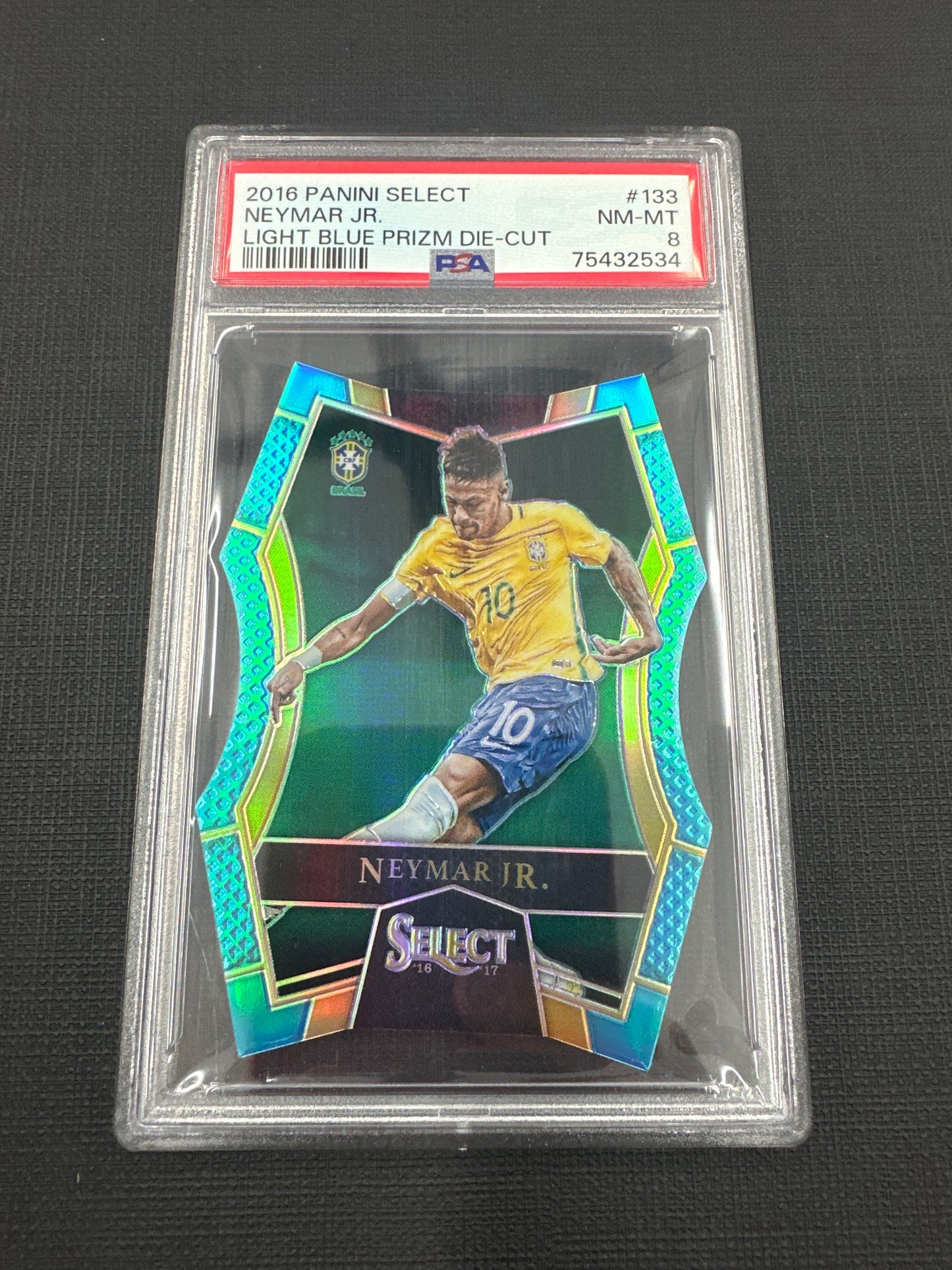 2016 Panini Select Neymar Jr. - Light Blue Prizm Die-Cut /249 PSA 8 #133