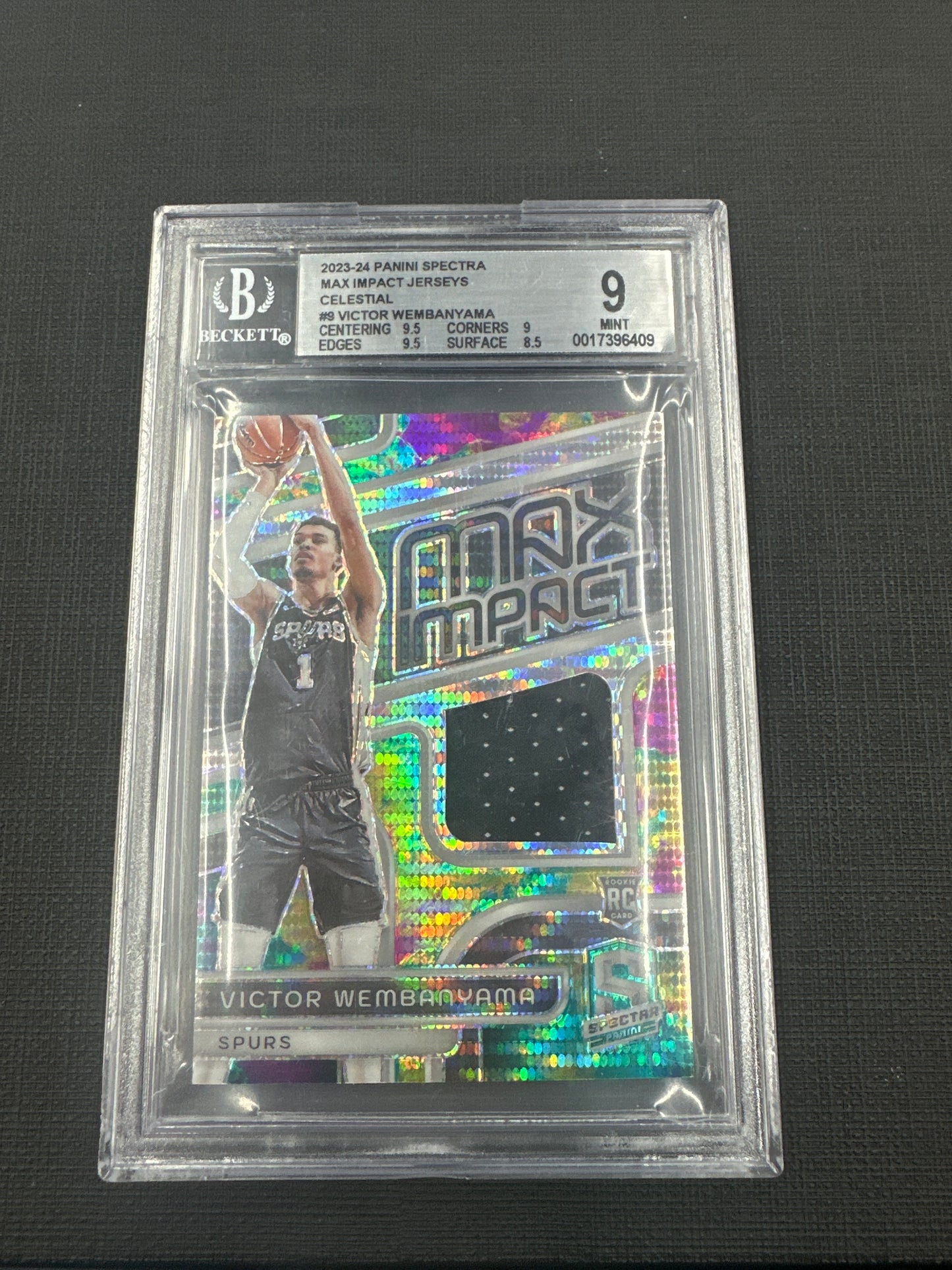 2023/24 Panini Spectra Victor Wembanyama - Max Impact Jerseys - Celestial RC /99 BGS 9 #9