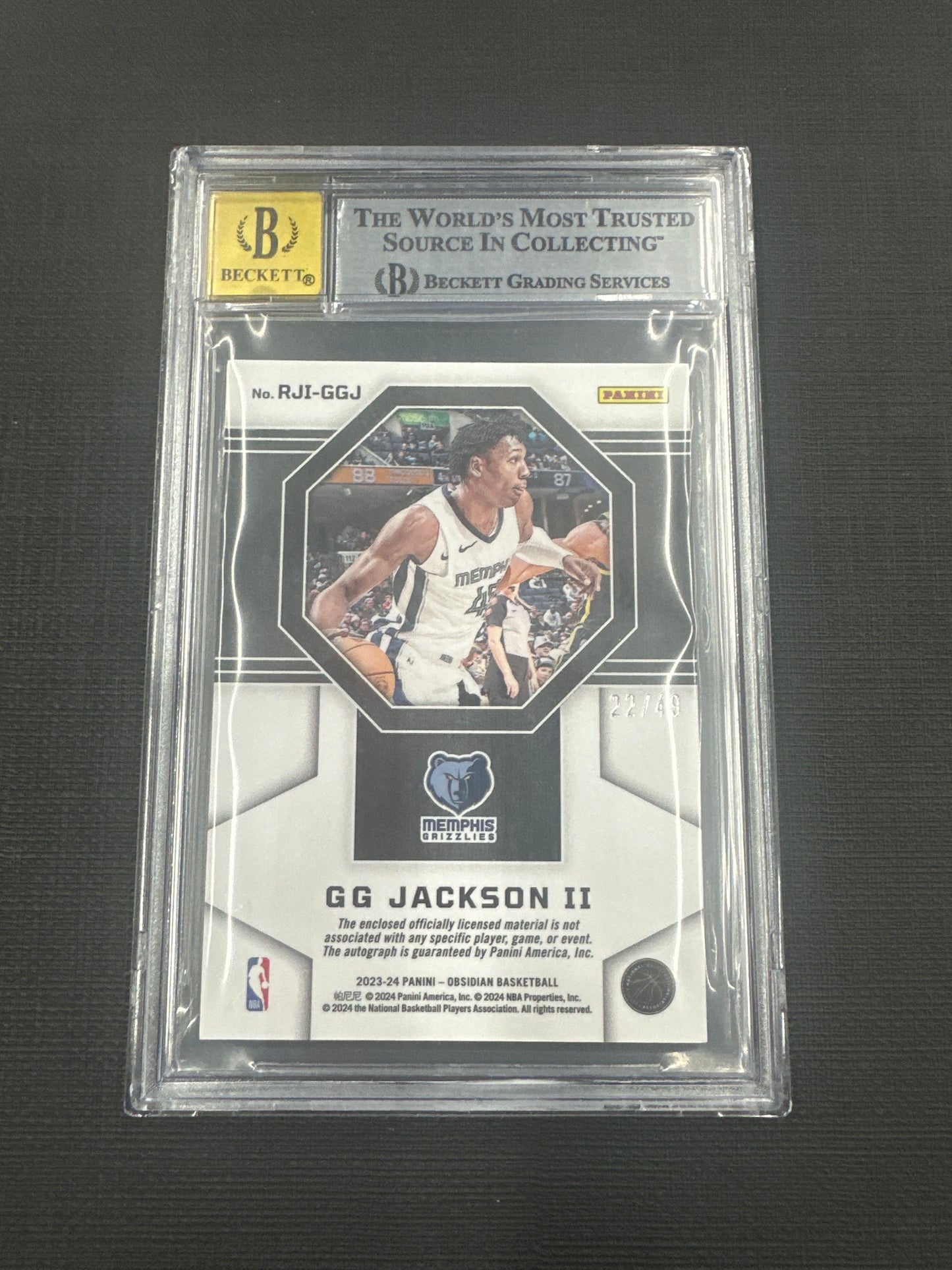 2023-24 Panini Obsidian GG Jackson II - Rookie Jersey Ink - Electric Etch Purple Flood /49 BGS 9 Auto 10 #33