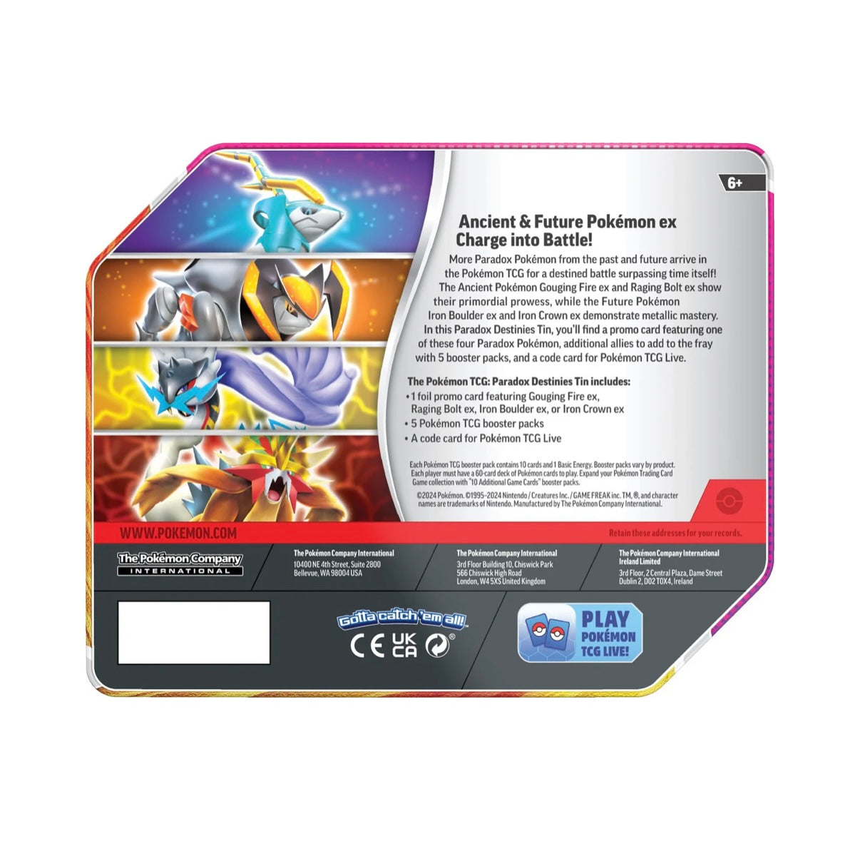 Pokemon TCG - Paradox Destinies Tin (Gouging Fire ex)