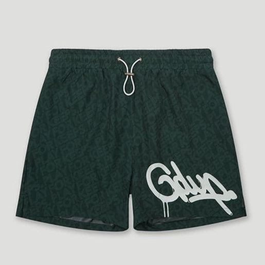 HS/PFK Monogram Swim Shorts Forest Green/White