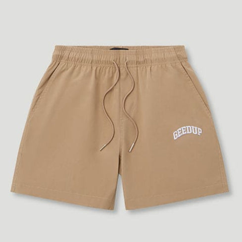 Micro Team Logo Shorts Tan