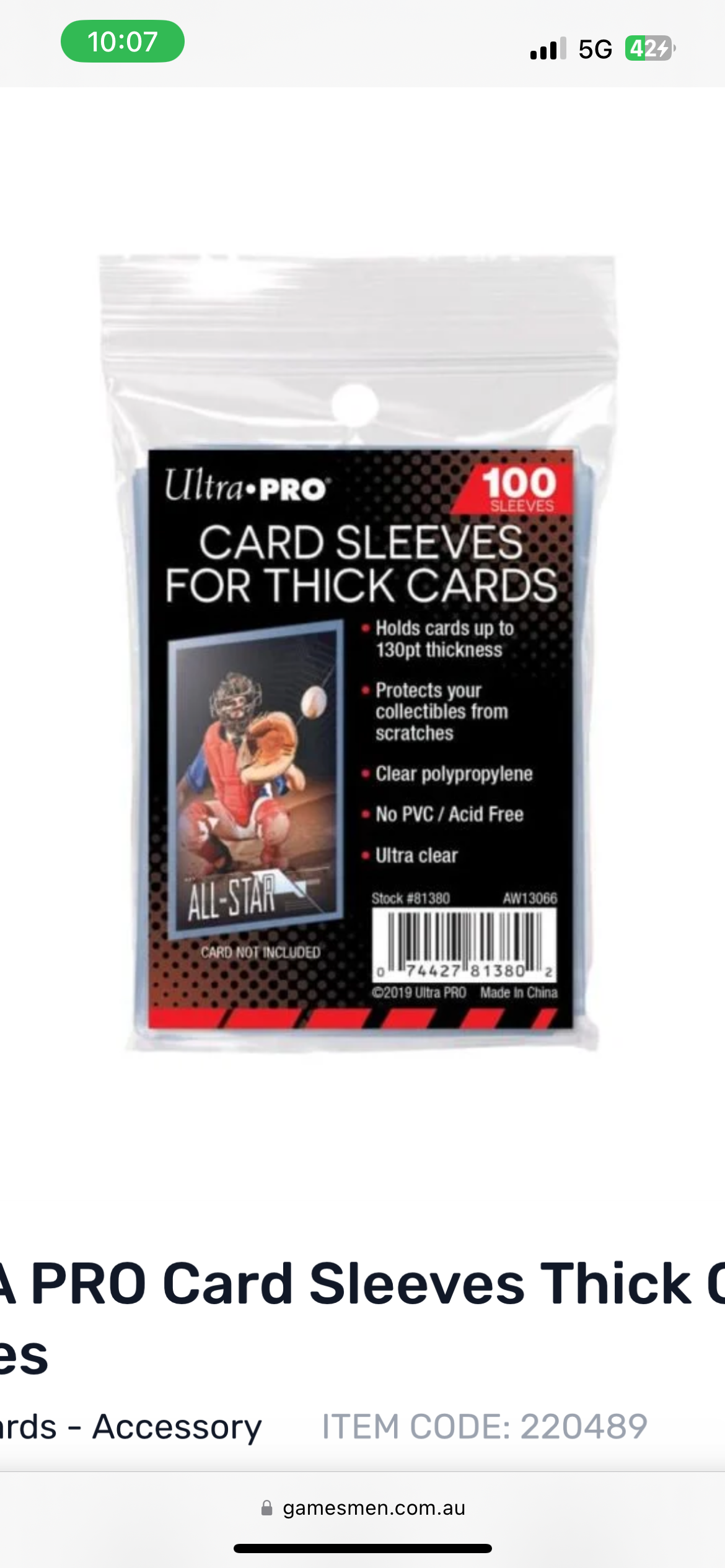 ULTRA PRO Card Sleeves Thick Card Sleeves