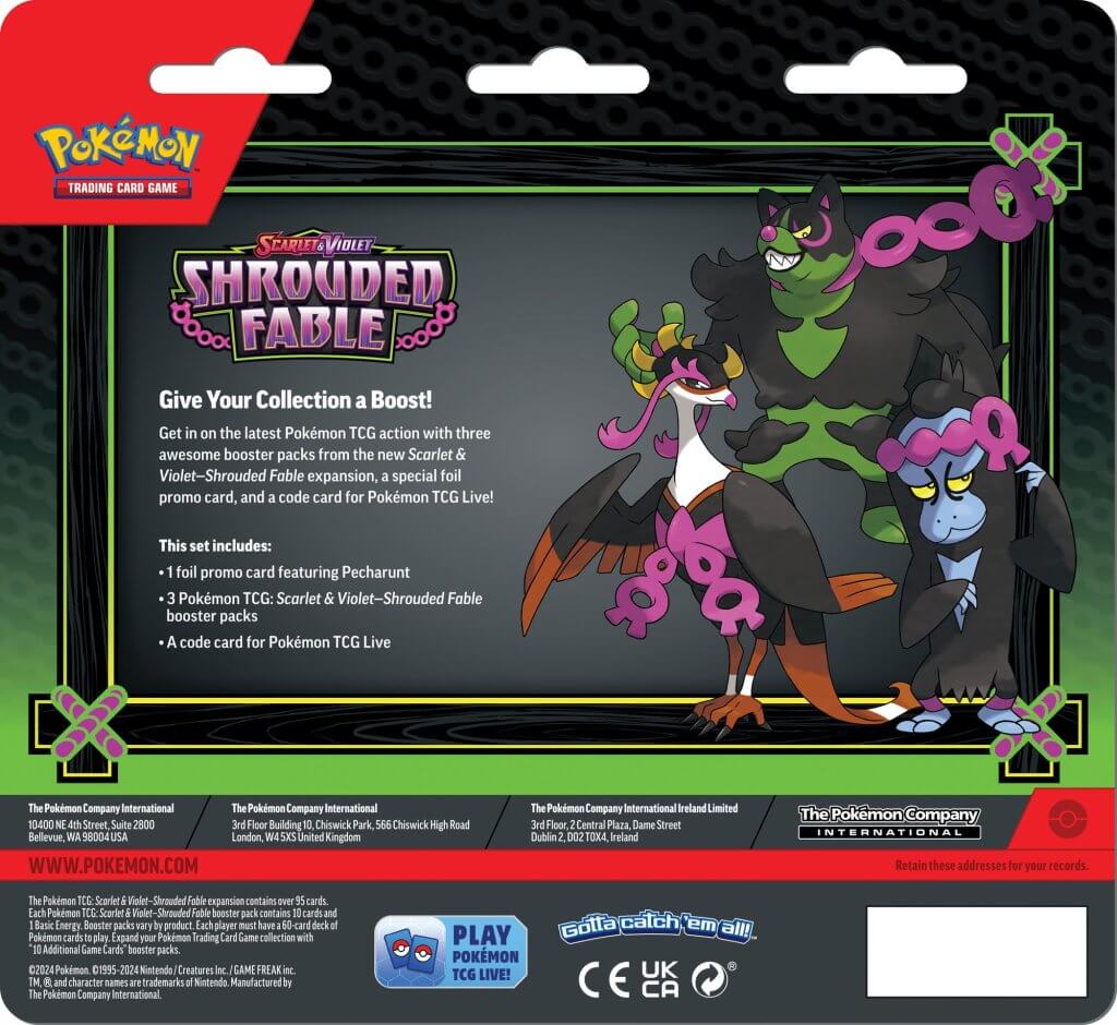 POKÉMON TCG Scarlet & Violet 6.5 Shrouded Fable 3 Pack Blister