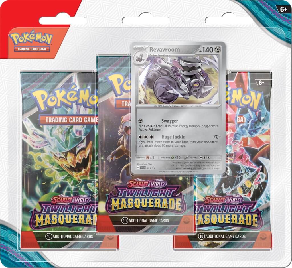POKÉMON TCG Scarlet & Violet 6 Twilight Masquerade Three Booster Blister SNORLAX or REVAVROOM