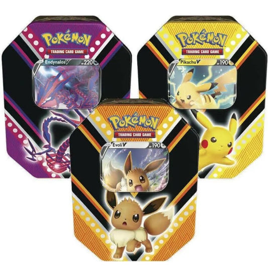 Pokémon TCG V Powers Eevee |Pikachu V |Eternatus V Tin (Vertical) Assorted