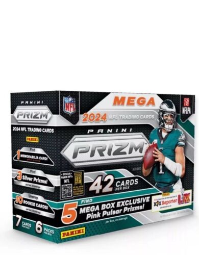 2024 Panini NFL Prizm Football Trading Card Mega Box (Pink Pulsar Prizms)